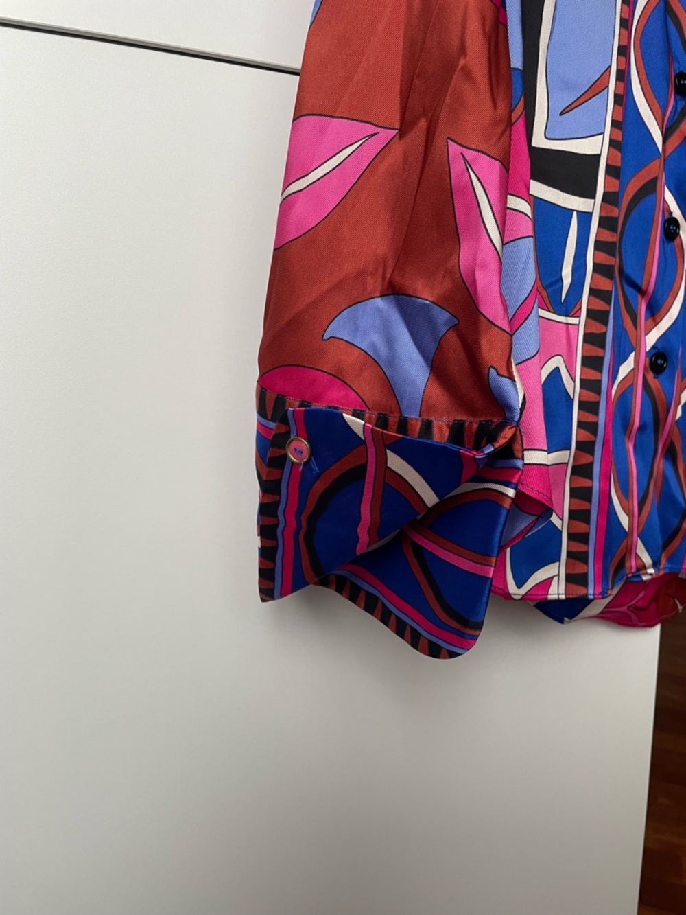 Zara Colorblock Pink, Blue & Black Geometric Button-Down Shirt - Picture 5 of 7